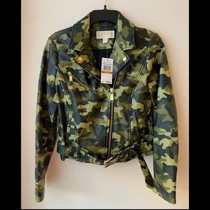 NWT Michael Kors Camoflauge Faux Leather Jacket